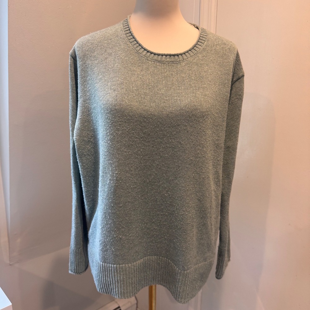 Ella Moss Sage Green Crew Neck Pullover Sweater Cozy Ribbed Trim | Large